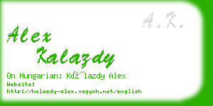 alex kalazdy business card